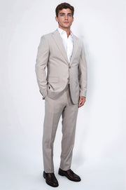 Slim fit mono yaka bej takım elbise